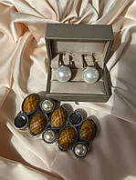 Набір сережки перлів і браслет у стилі бохо