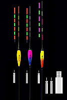 Набір Поплавок 3 шт з підсвідкой LED 2-2,5-3 г Для нічної риболовлі Комплект акумуляторів + зарядне