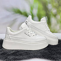 Кросівки жіночі BROXCI білі шкіряні демісезонні 8054, фото 3