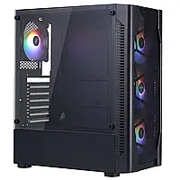 Корпус 1stPlayer D4-BK-4F1 Black без БЖ