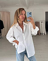 Класична біла сорочка жіноча на ґудзиках 42-46
