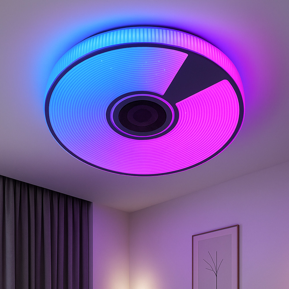 Кругла світлодіодна люстра з колонкою та RGB світінням до 15 м² SONG RGB 40W R, фото 1