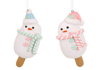 Ялинкова підвіска Морозиво-сніговик 12.5 см, набір 2 дизайни