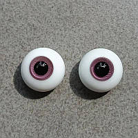 Очі скляні, сфера, реалістичні. Рожевий відтінок. Діаметр 16 мм №ГРС93