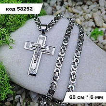 Чоловічий набір цепочок 60 см * 6 мм + хрест з нержавіючої сталі | Ювелирна біжутерія Stainles Steel