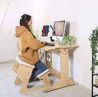 Стіл трансформер регульований для комп'ютера + Колінний стілець з регулюванням висоти для роботи стоячи або сидячи