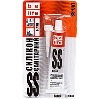 Санітарний силіконовий герметик в тюбику BeLife SILICONE SANITARY 50 мл білий проти плісняви