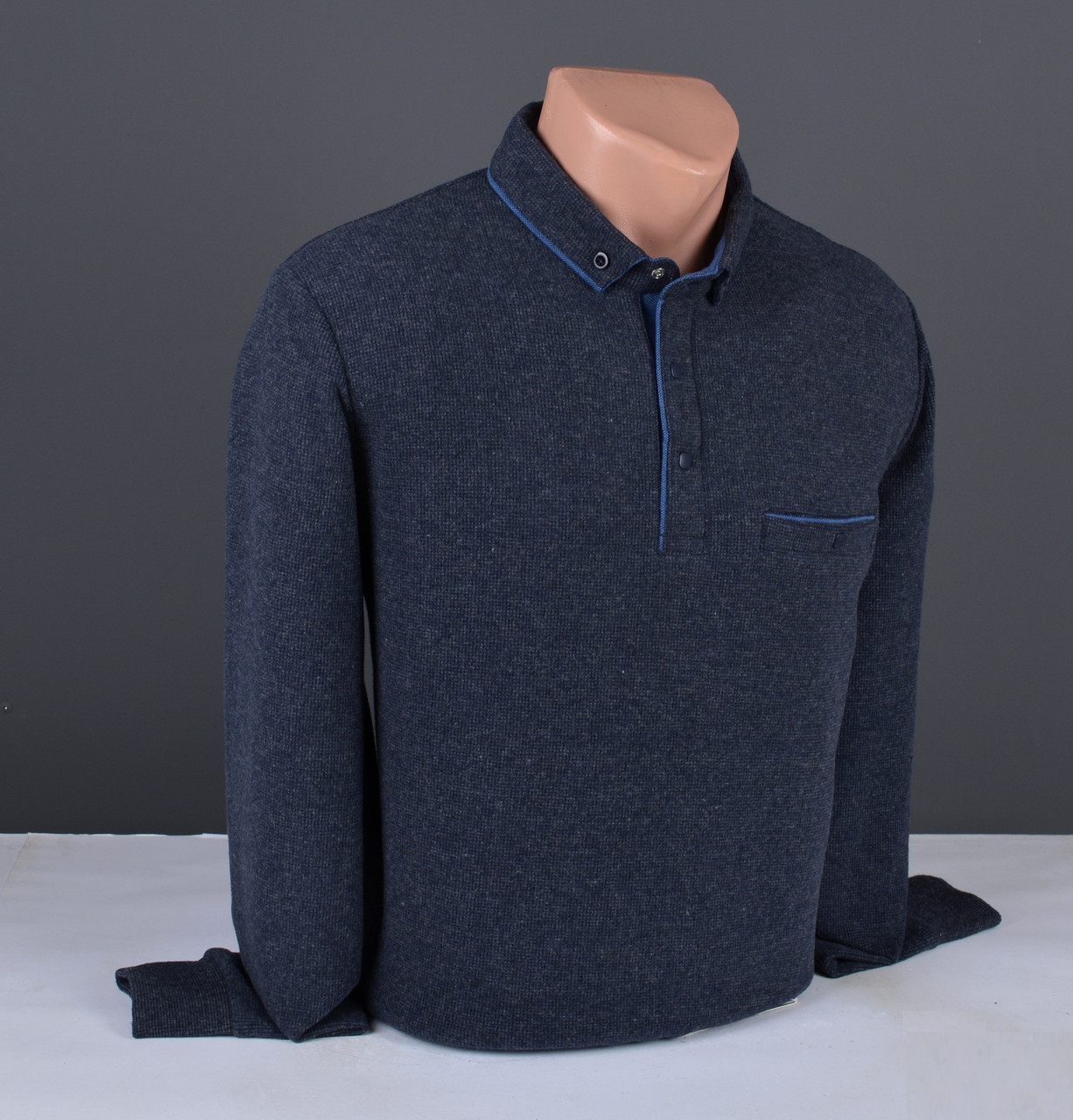 Чоловічий джемпер | чоловічий светр T-Ring з коміром темно-синій Туреччина 9338, фото 1