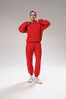 Жіночий зимовий спортивний костюм оверсайз Bunny червоний Комплект Світшот Штани на флісі, фото 3