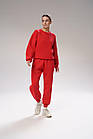 Жіночий зимовий спортивний костюм оверсайз Bunny червоний Комплект Світшот Штани на флісі, фото 4
