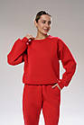 Жіночий зимовий спортивний костюм оверсайз Bunny червоний Комплект Світшот Штани на флісі, фото 2