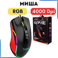 Ігрова миша комп'ютерна Jedel GM806 Black з RGB підсвіткою дротова