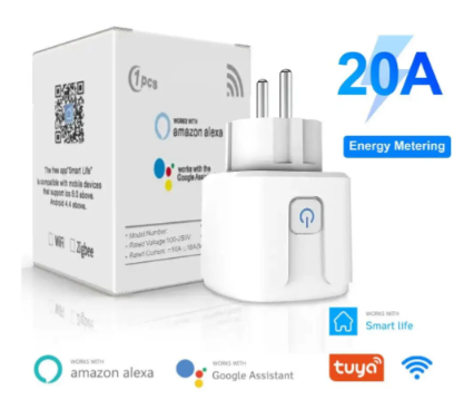 Смарт-розетка Wi-Fi 20А з лічильником електроенергії, фото 1