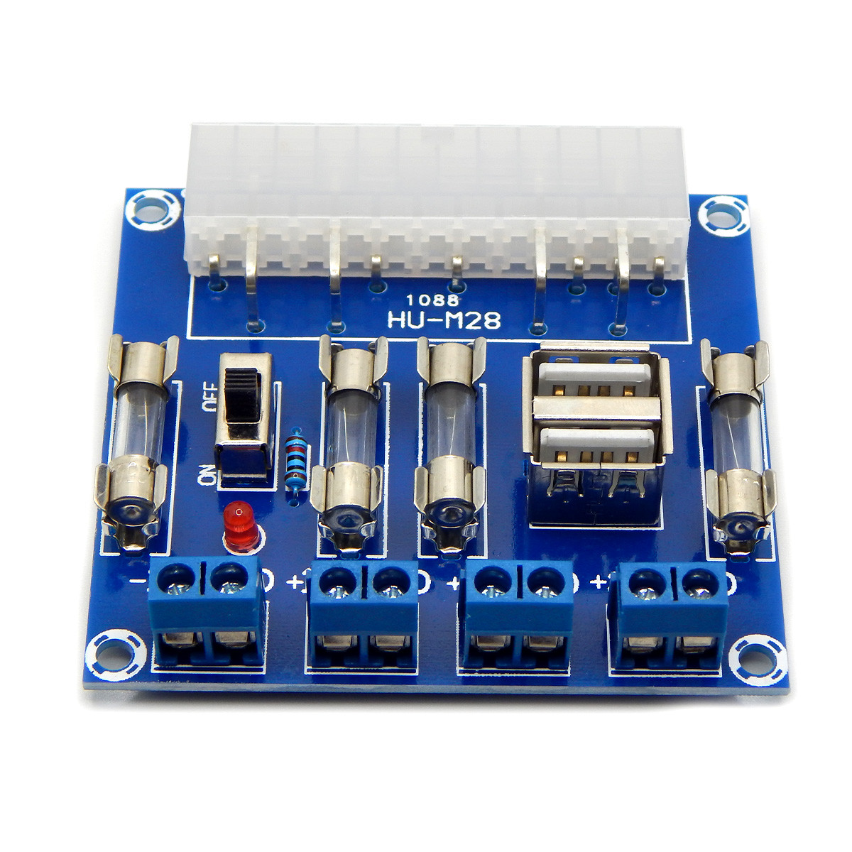 Модуль (адаптер) живлення ATX 24 pin HU-M28 з USB портами, клемами та запобіжниками для Arduino, фото 1