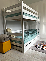 Ліжко з шухлядами TOKYO 190*80 см двохярусне (бук) біле