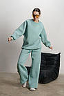 Жіночий зимовий спортивний костюм оверсайз Alice м'ятний Комплект Світшот Штани на флісі, фото 7