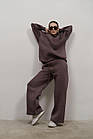 Жіночий зимовий спортивний костюм оверсайз Alice коричневий Комплект Світшот Штани на флісі, фото 9