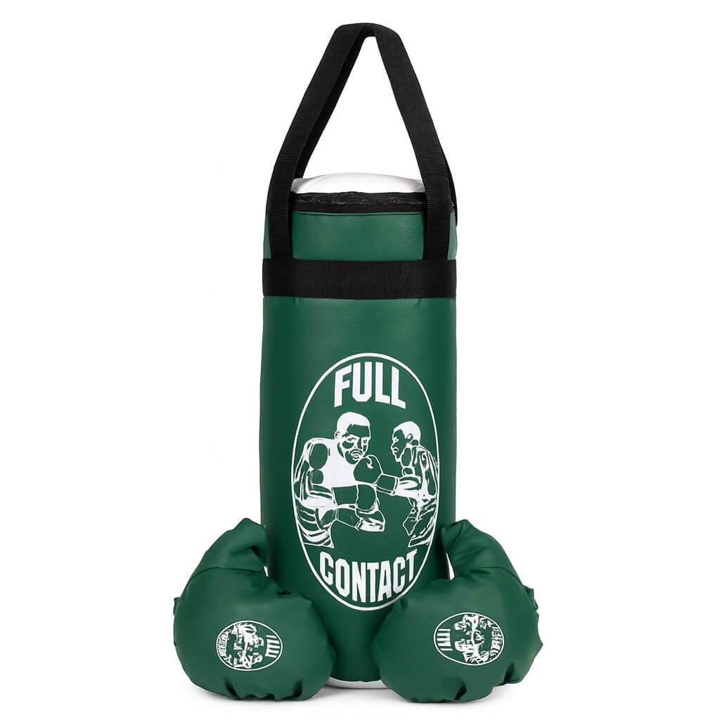 Боксерський набір для дітей Full Contact — груша 58 см з рукавичками, зелений, фото 1