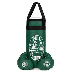 Боксерський набір для дітей Full Contact — груша 58 см з рукавичками, зелений