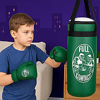 Боксерський набір для дітей Full Contact — груша 58 см з рукавичками, зелений, фото 3
