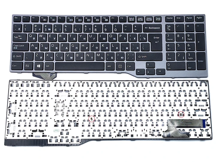 Клавіатура для Fujitsu Lifebook E753, E754, E756, E554, E556, CP629312-03 (RU Black, Gray Frame), фото 1