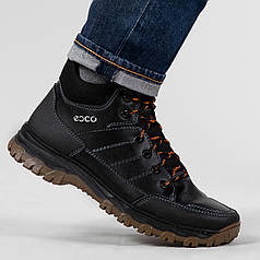 Зимові чоловічі черевики шкіряні з хутром чорні (АБ 311)