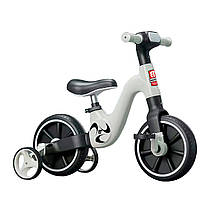 Дитячий велосипед біговел 2в1 велобіг колеса 10’’ з’ємні педалі фара допоміжні бокові колеса EVA сірий