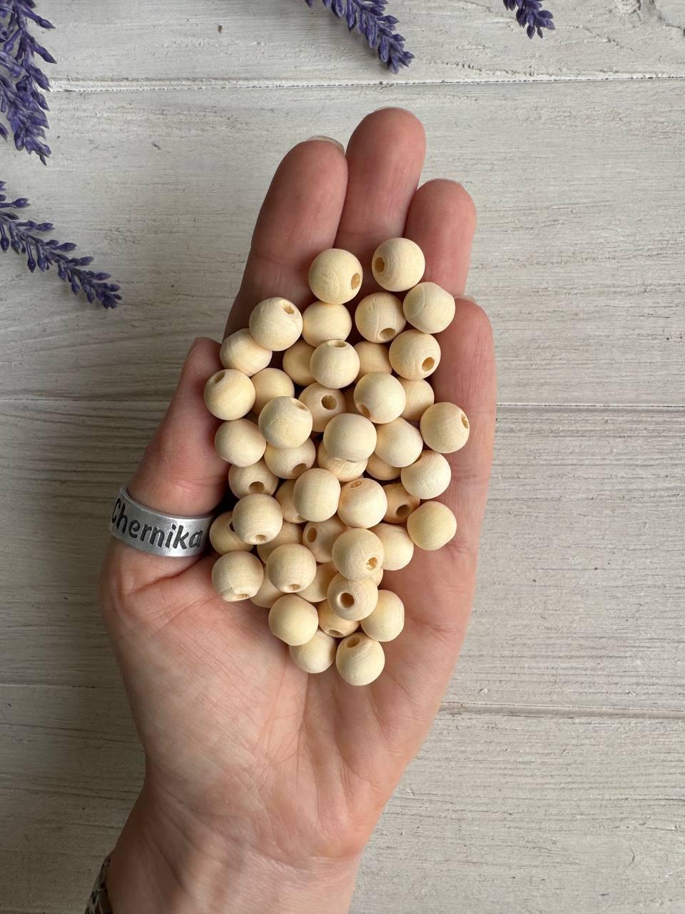 Намистини дерев'яні круглі 10 мм, натуральний колір 500 грамів