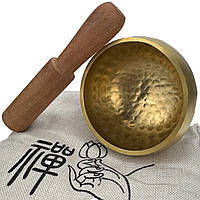 Тибетська чаша, що співає, кована 5х8 см жовта у мішечку (В1237)
