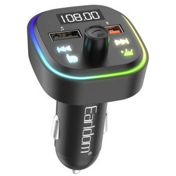 FM Модулятор Earldom ET-M85 RGB 7 colors/1USB/1U-Disk/3.1A (Чорний)