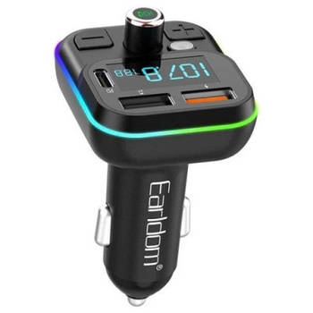 FM Модулятор Earldom ET-M86 PD18W/RGB 7 colors/1USB/1Type-C/1U-Disk/3.1A (Чорний)