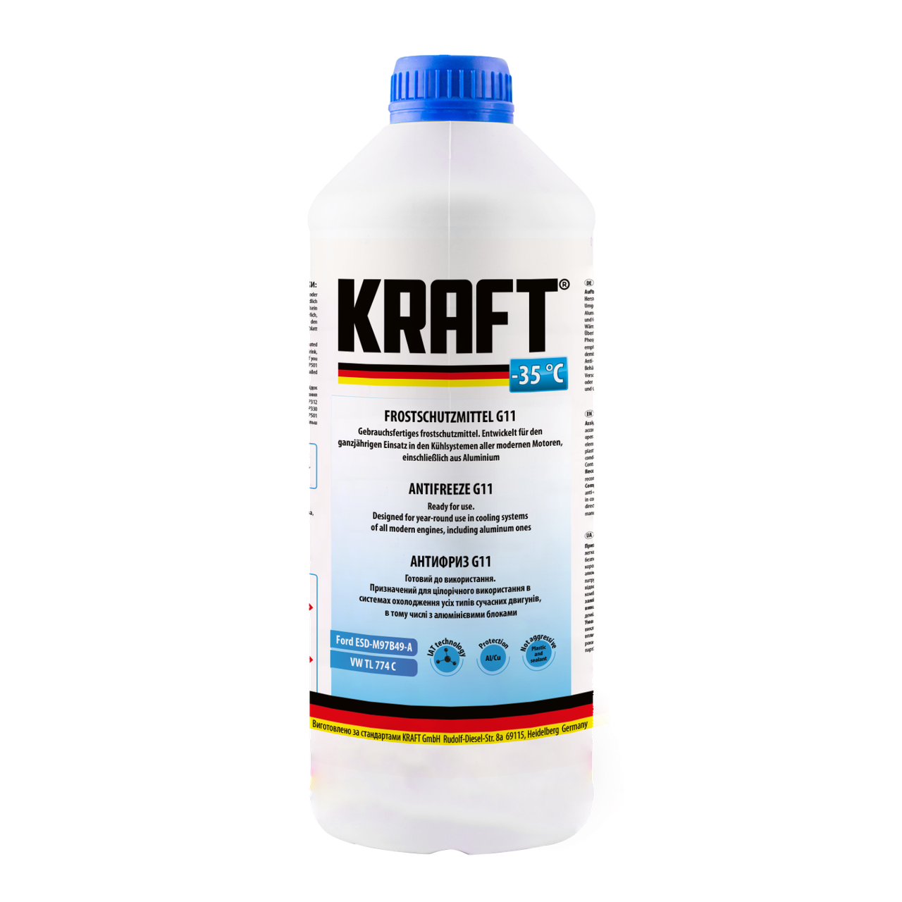 Антифриз готовий -35 °C KRAFT G11 синій 1,5 л KF105, фото 1