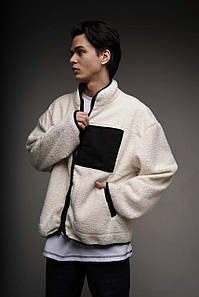 Оверсайз куртка бомбер Kraft з барашку білий