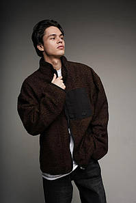 Оверсайз куртка бомбер Kraft з барашку коричневий