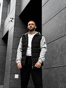 Куртка з трикотажними рукавами та капюшоном Infinity чорний/сірий меланж