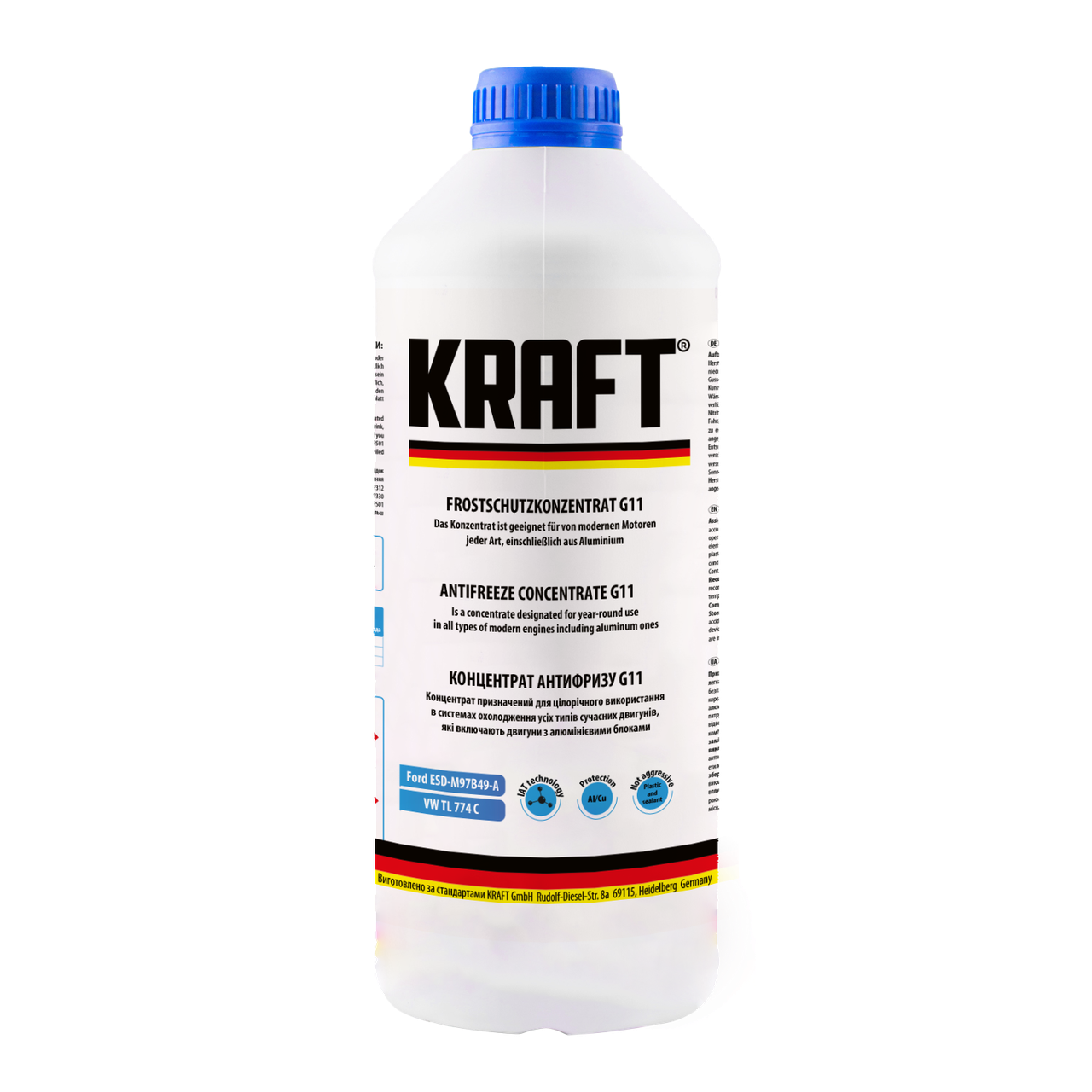 Антифриз концентрат KRAFT G11 синій 1,5 л KF101, фото 1