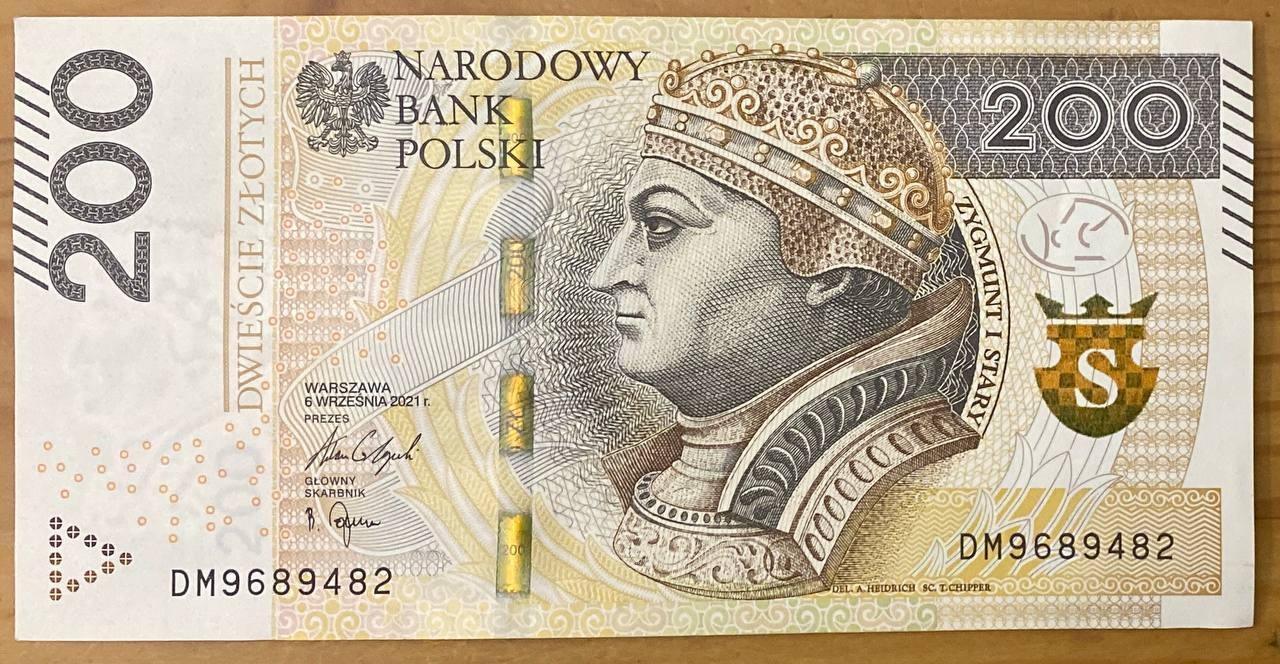 Банкнота Польщі 200 злотих 2021 р. VF, фото 1