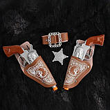 Набір ковбоя ДИТЯЧИЙ 6 предметів: (2 кобури, 2 револьвери, значок шерифа, ремінь). Мод.1, фото 2