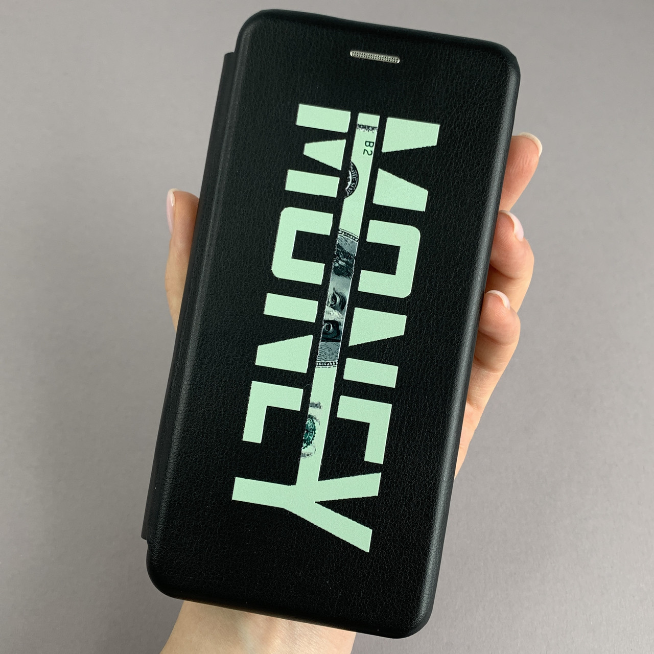 Чохол-книга для iPhone 11 чорна книжка з принтом з написом гроші money q09u