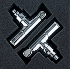 Комплект кутових радіаторних кранів RV-2034 1/2х3/4 з накидною гайкою та круглою ручкою, фото 4