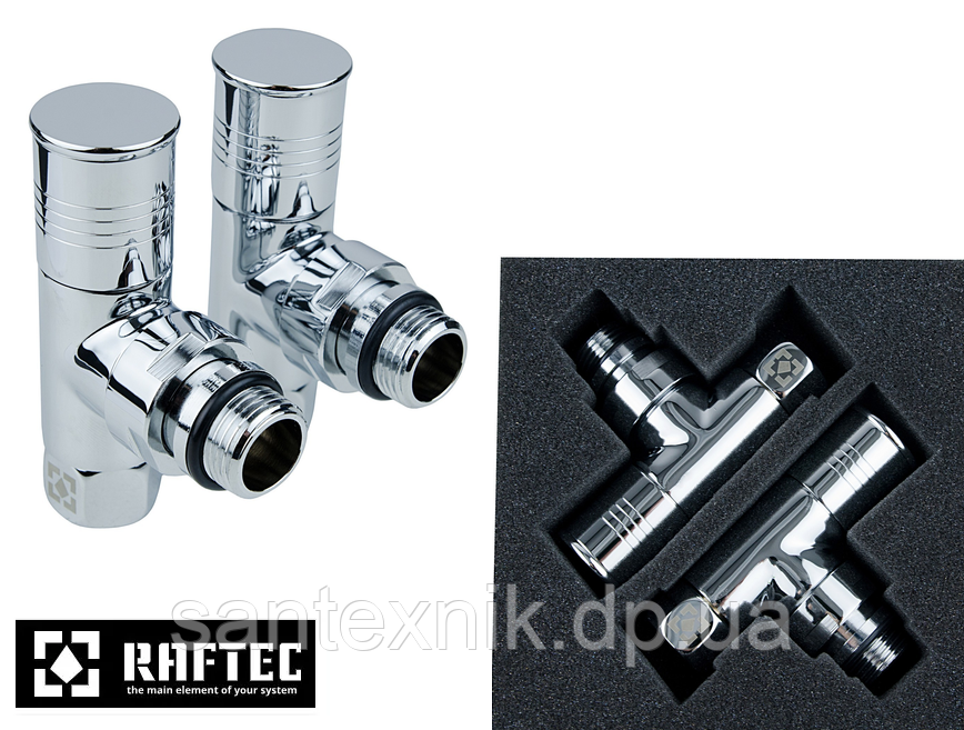 Комплект кутових радіаторних кранів RV-2034 1/2х3/4 з накидною гайкою та круглою ручкою, фото 1