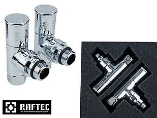 Комплект кутових радіаторних кранів RV-2034 1/2х3/4 з накидною гайкою та круглою ручкою