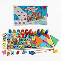 Логічна дошка дерев`яна, магнітна риболовля, транспорт, кольори та форми, сортер F 43632