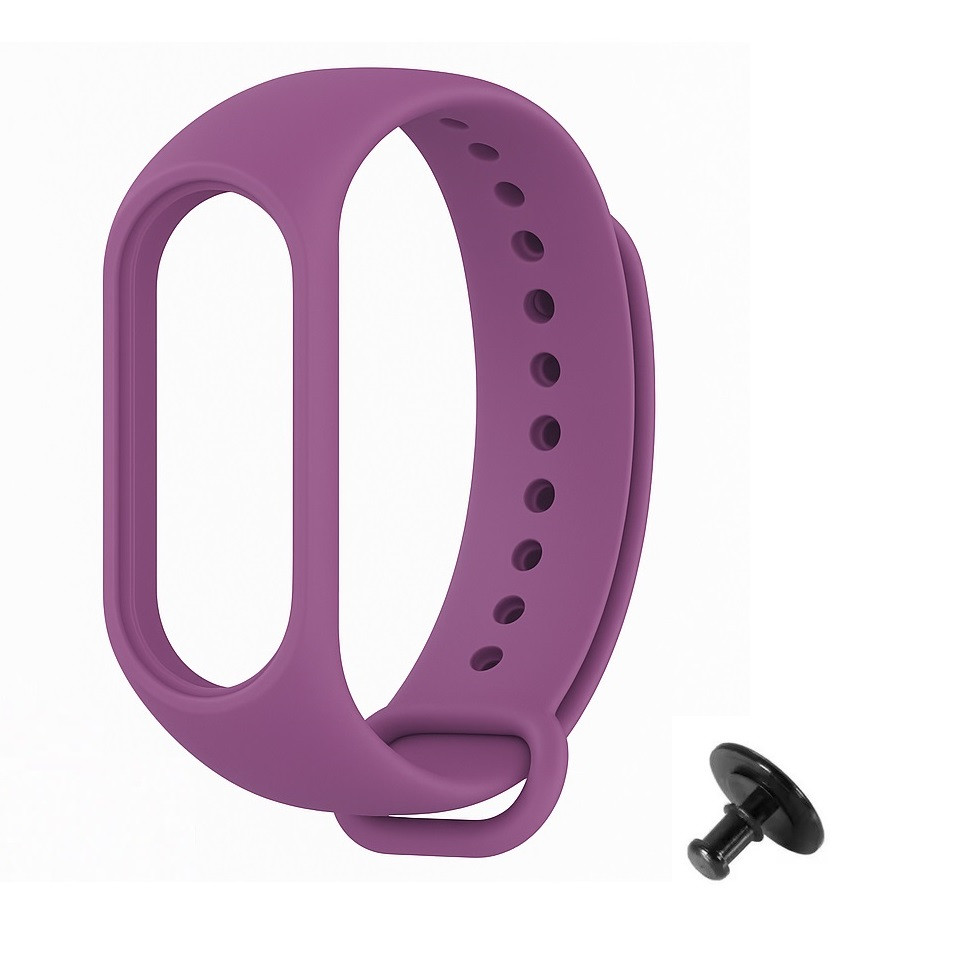Ремінець Prime для Mi Band 3/4 силіконовий з металевою кнопкою, Purple