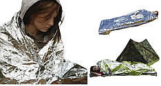 Ізотермічна рятувальна ковдра 210х160 см із термофольги/Трмоодеяло рятувальне для виживання