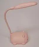 Настільна акумуляторна лампа у вигляді котика HI-23 рожева, фото 3