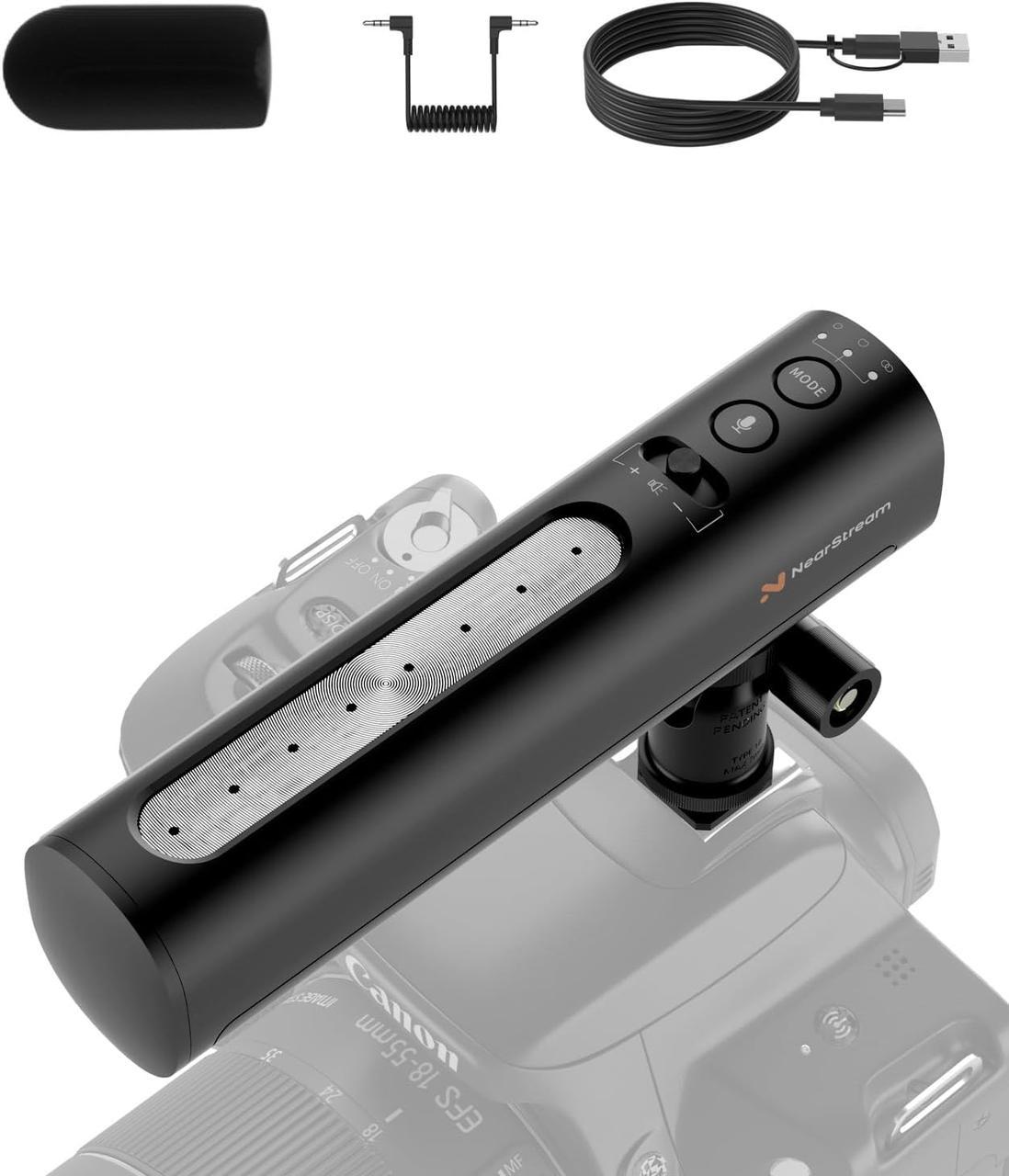 Мікрофон для камери NearStream AM10B, термін експлуатації 15 годин, 3 схеми спрямованості з шумозаглушенням для створення, фото 1