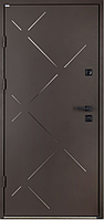 Двері вхідні з терморозривом Бастіон РУБІКОН Б-330 RAL 8019 / ПВХ венге горизонт темний 860х2050 мм
