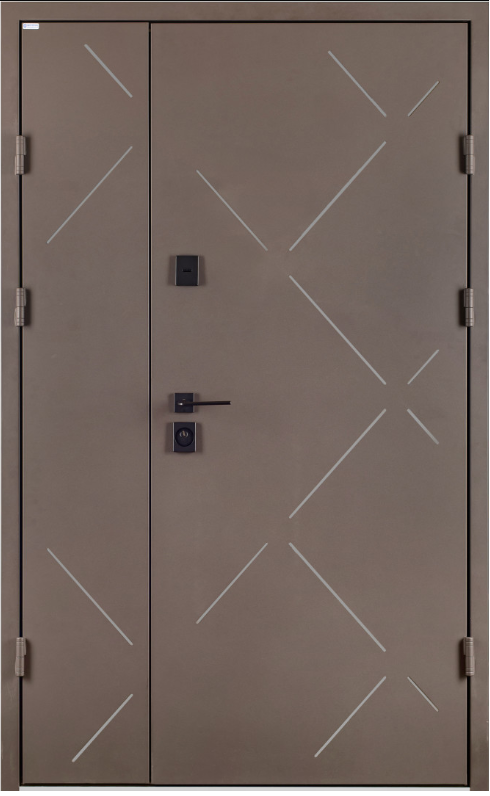 Двері вхідні з терморозривом Бастіон РУБІКОН Б-330 RAL 8019 / ПВХ венге горизонт темний 1200х2050 мм