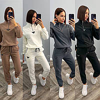 Жіночий теплий спортивний костюм двосторонній Фліс S. M. L. XL сірий беж чорний молочний шоколад